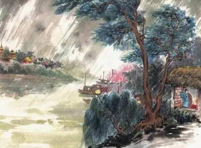 杜甫：人皆视我白发愁容，尚知我年少与情深，破屋笑听雨？
